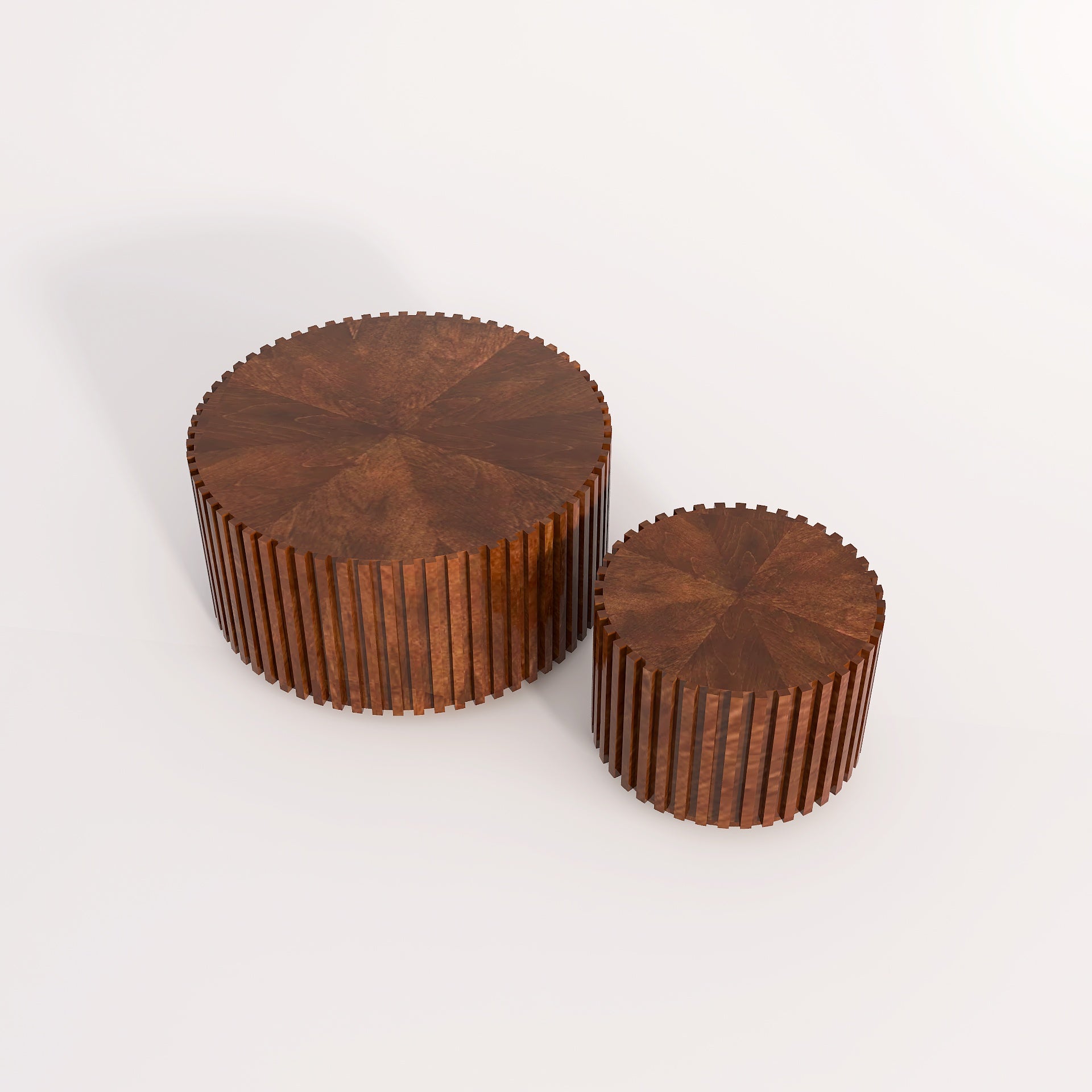Redfern - 2 Piece Fluted Espresso Brown Wood Coffee Tables