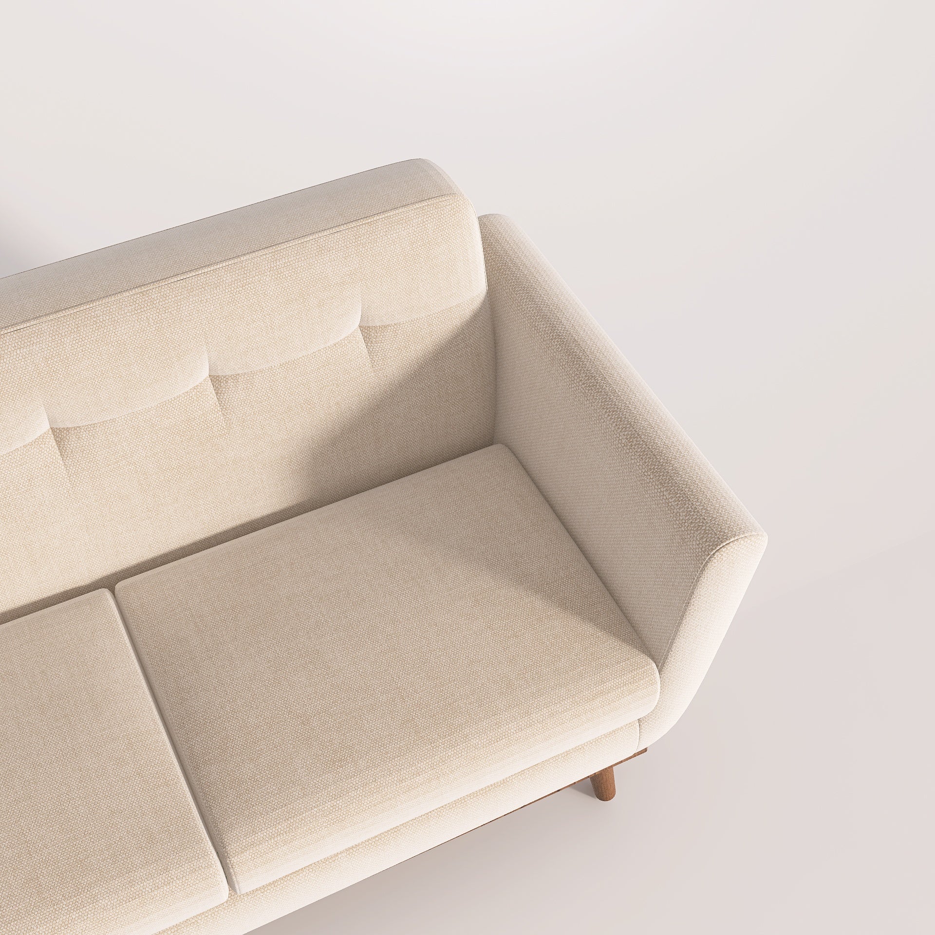 Toorak - Mid-Century 65.3" 2 Seater Cream Fabric Sofa