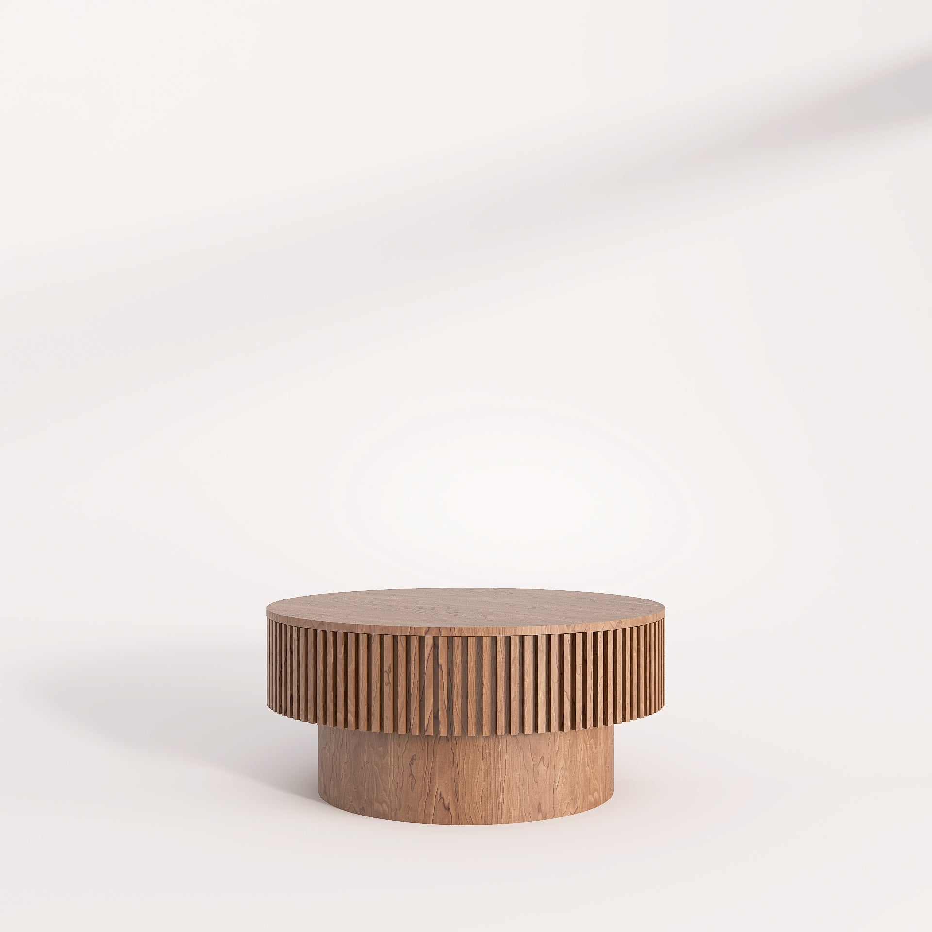 Waverley - Round Fluted Storage Wood Coffee Table