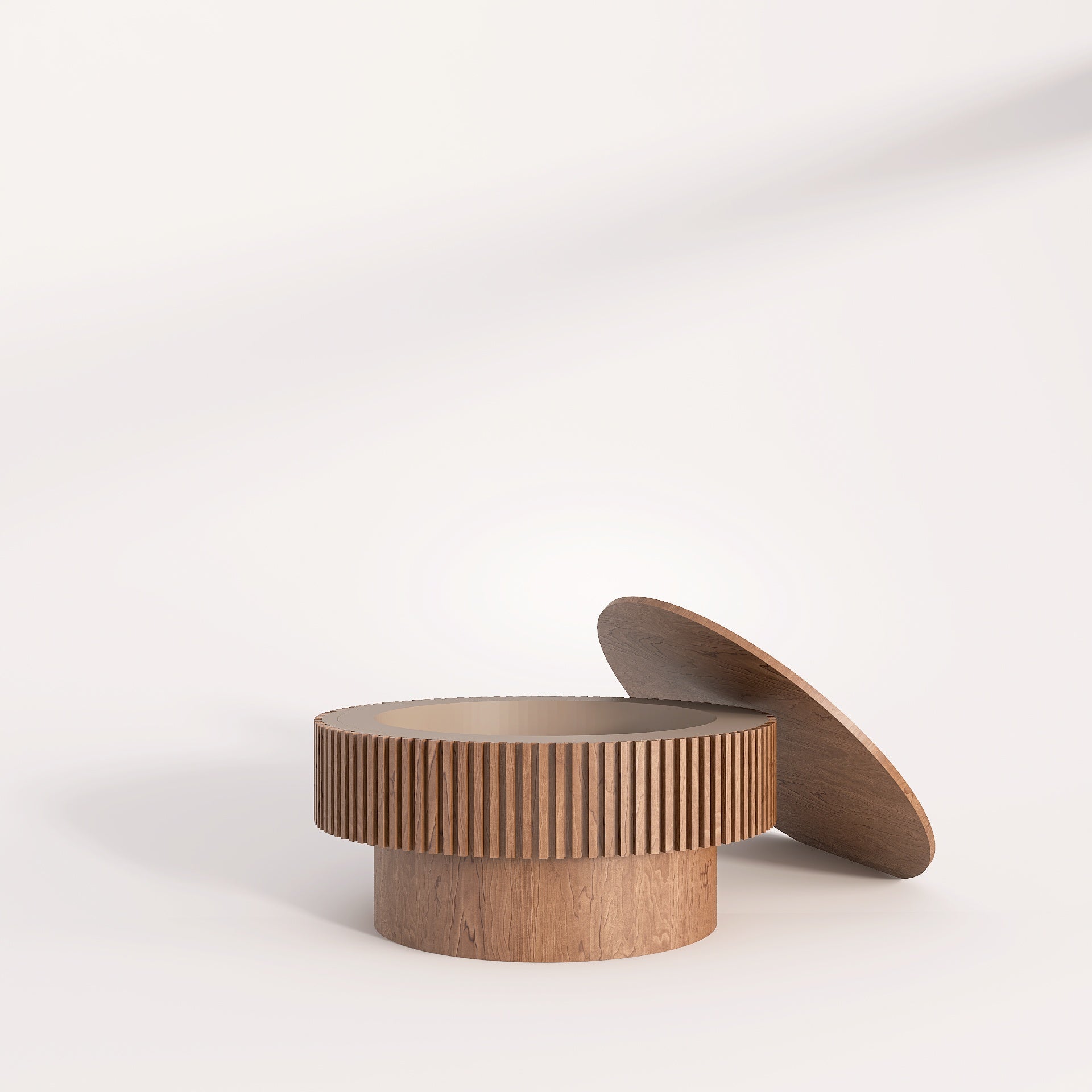 Waverley - Round Fluted Storage Wood Coffee Table